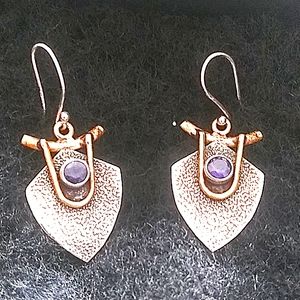 Vintage 925 Sterling Silver Amethyst earrings.